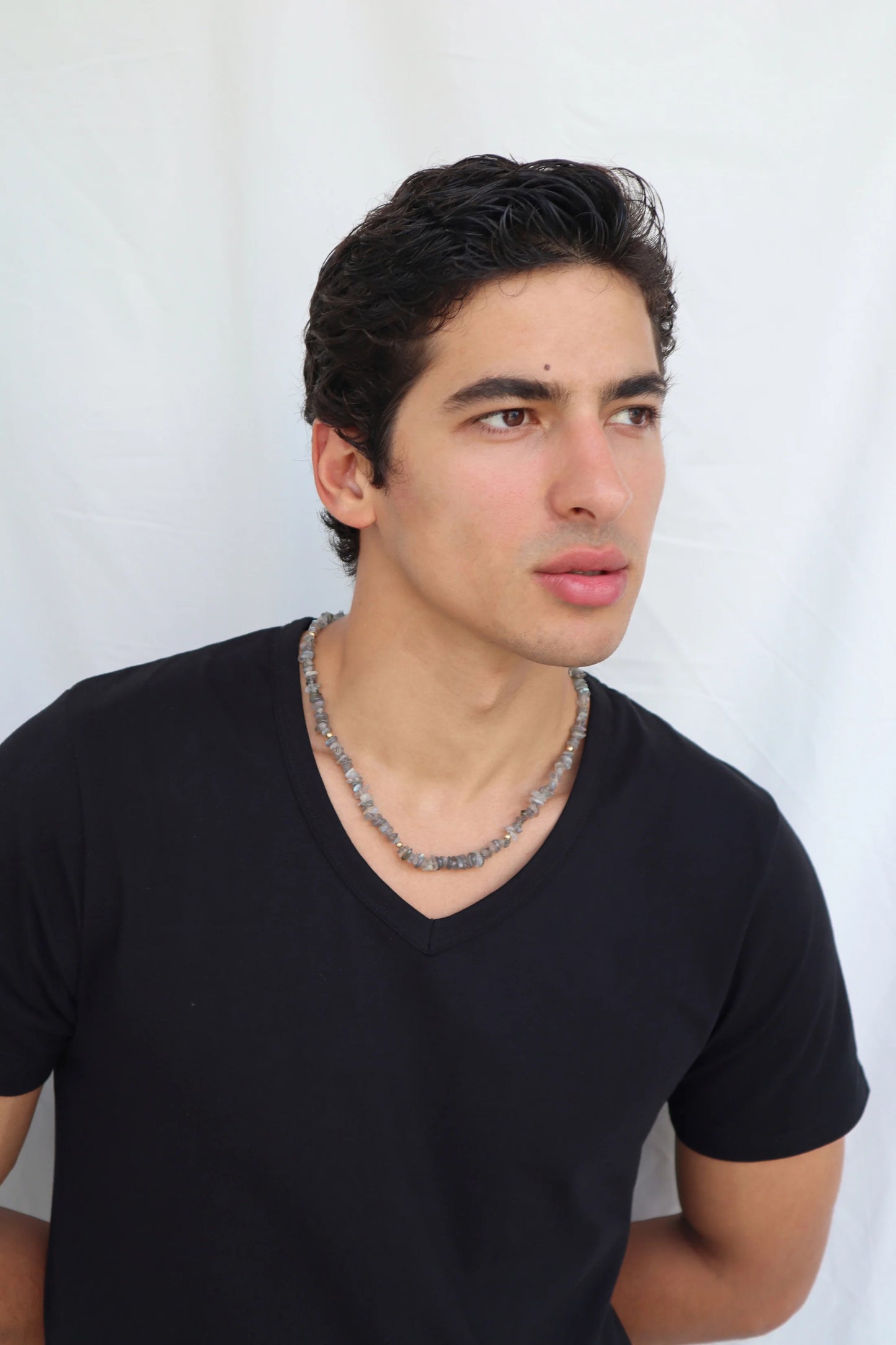 Mens Labradorite beaded Necklace | 14k Gold-Filled | Intuition & Protection