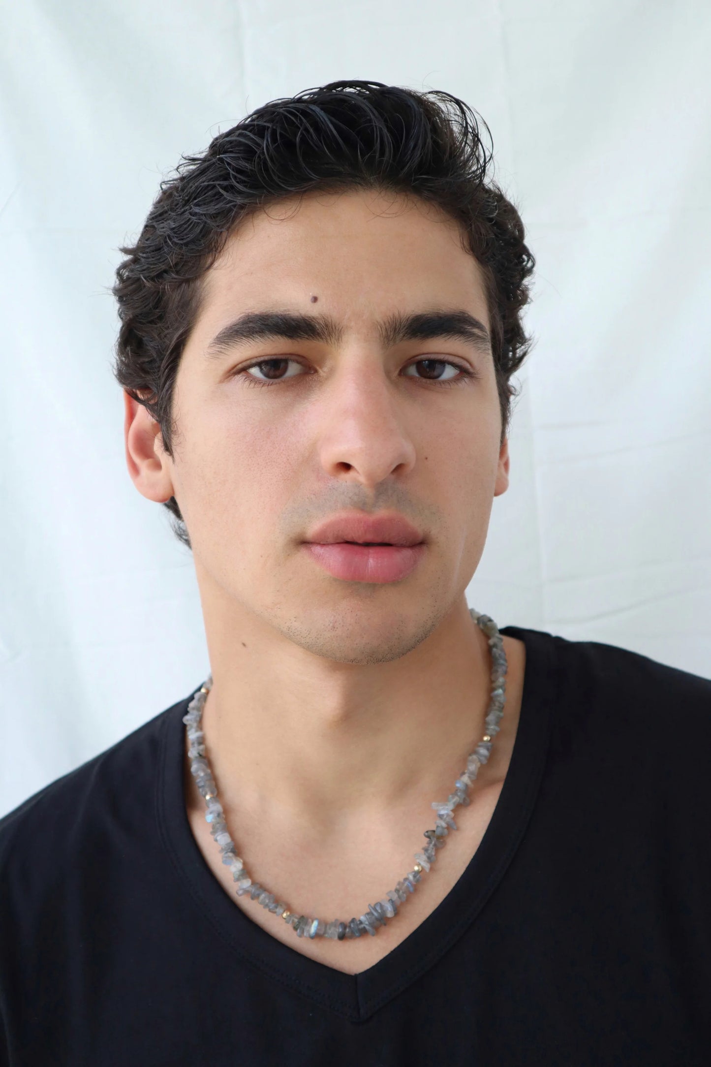 Mens Labradorite beaded Necklace | 14k Gold-Filled | Intuition & Protection