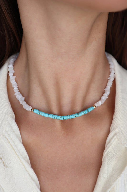 Turquoise & Moonstone Necklace | Protection & Intuition