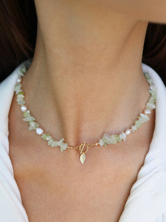 Prehnite & Freshwater Pearl Necklace | Clarity & Compassion
