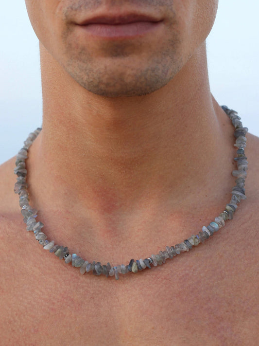 Mens Labradorite beaded Necklace | Intuition & Protection