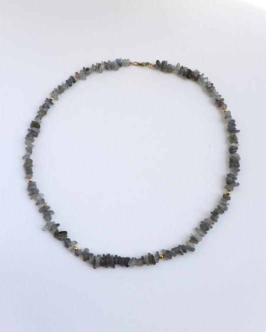 Mens Labradorite beaded Necklace | 14k Gold-Filled | Intuition & Protection
