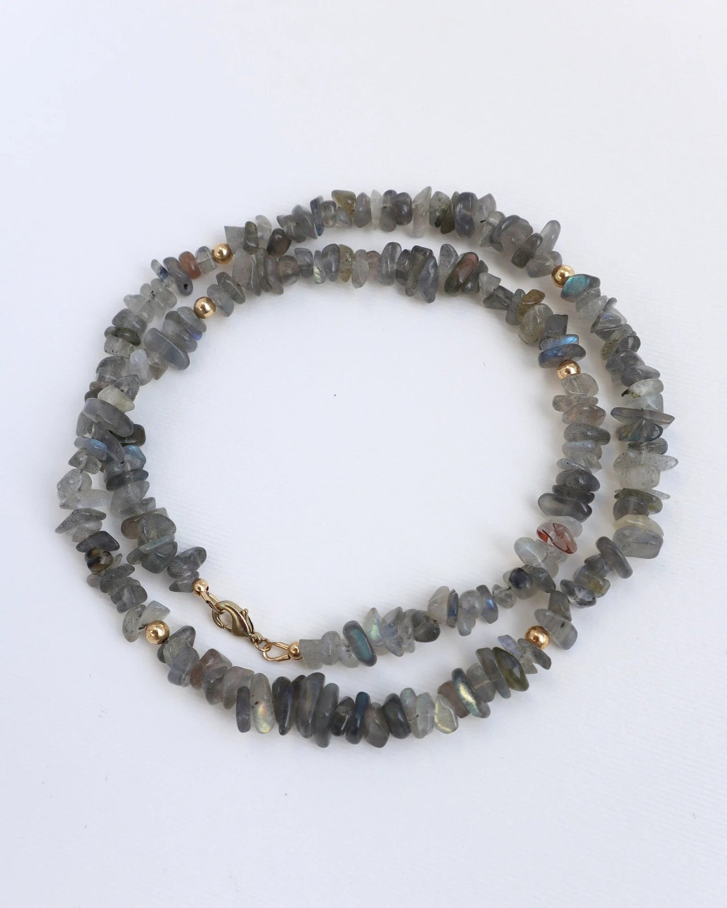 Mens Labradorite beaded Necklace | 14k Gold-Filled | Intuition & Protection
