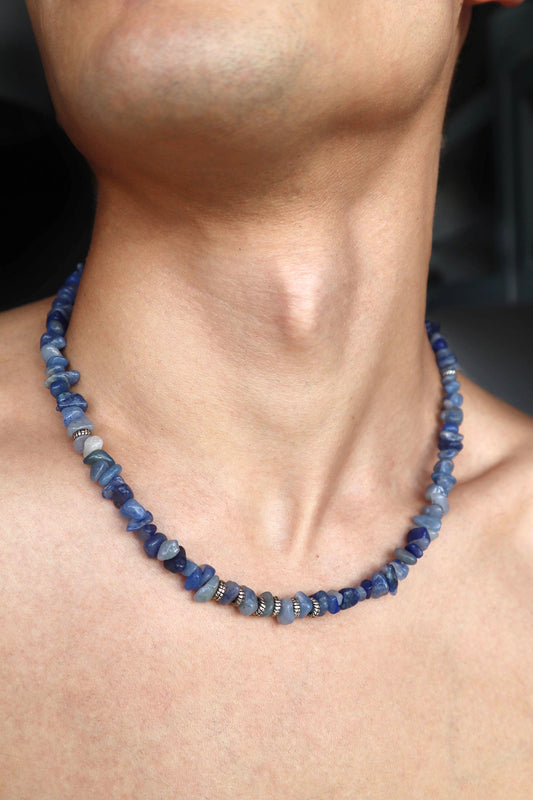 Mens Kyanite beaded Necklace | Mental Clarity & Aligned Energy