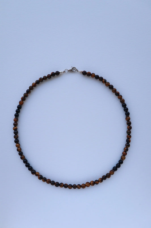 Mens Tiger’s Eye & Onyx beaded Necklace |  Confidence & Protection